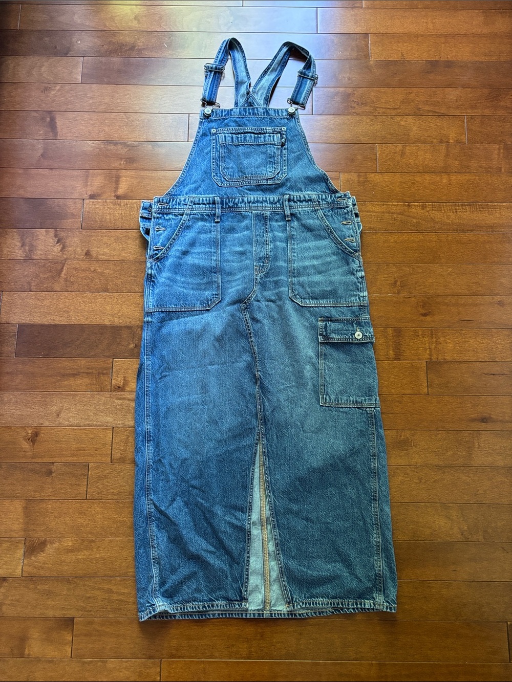 American Eagle Outfitters Denim Women Bib Overalls Skirt, Large
